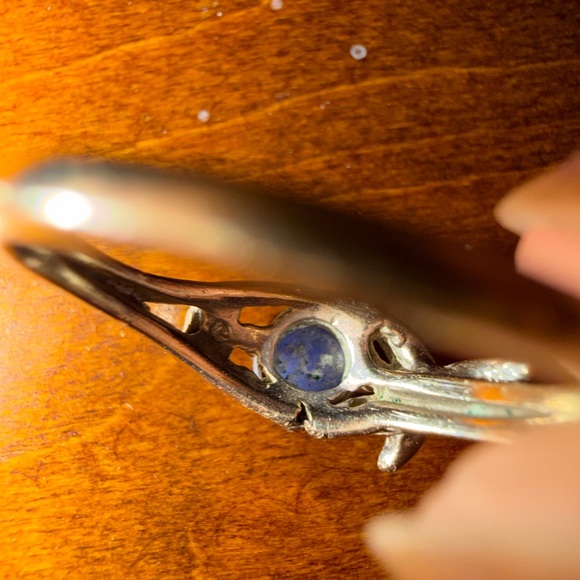 10kt solid white gold 4.6mm blue star sapphire natural diamond leaf ring sz 6.5 - Picture 13 of 13